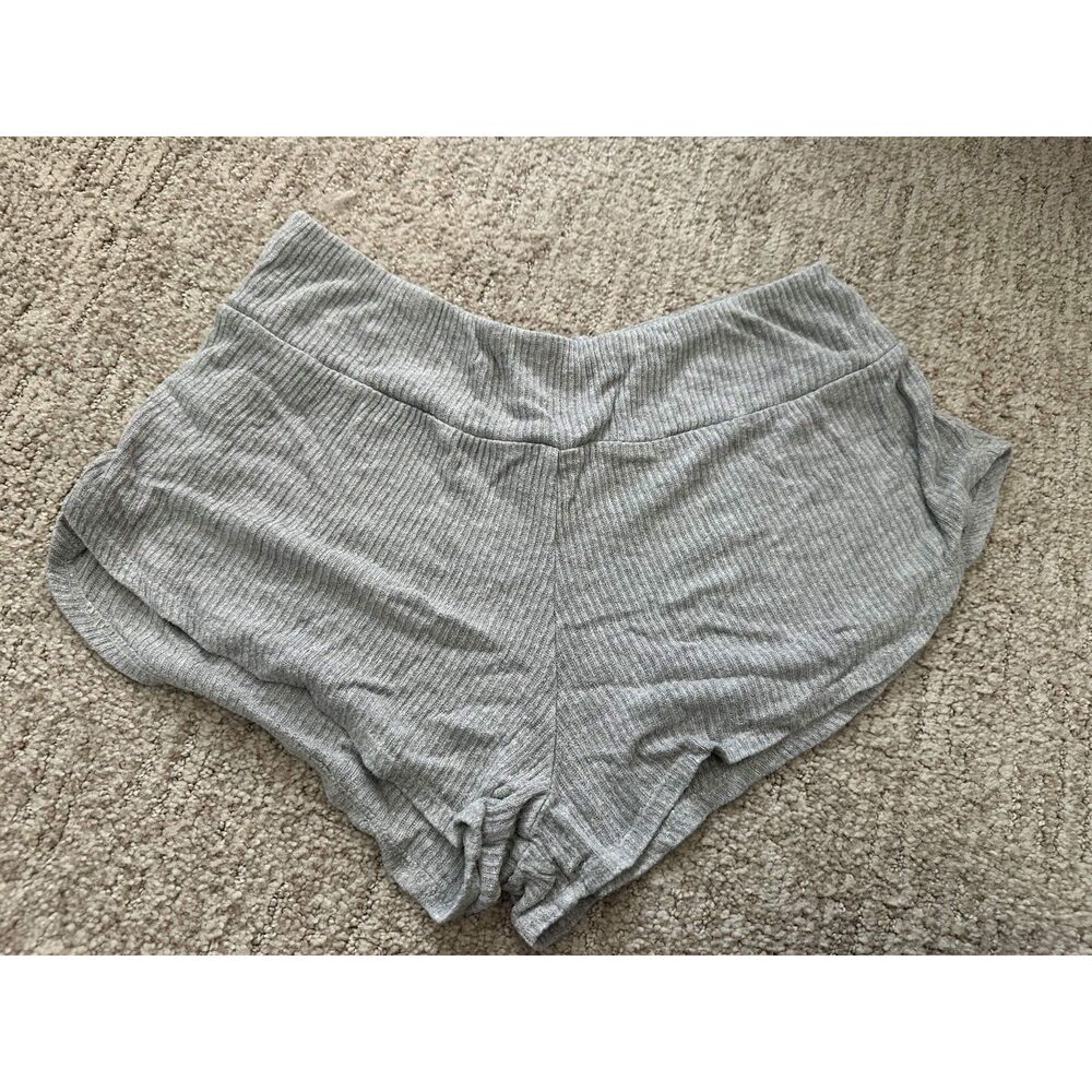 Eberjey Ribbed Lounge Shorts Heather Grey Cozy Sleep Shorts - Picture 4 of 6